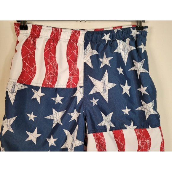 American Flag Swim Trunks Size M Red White Blue Patriotic Fun to the 4th of July - Picture 2 of 8
